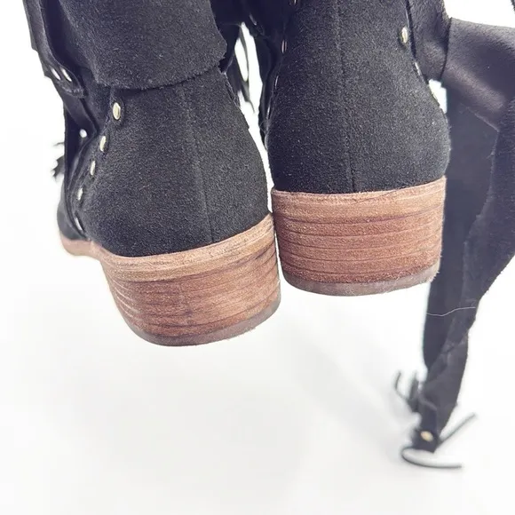 See By Chloe Black Studded belted Crosta Suede Ankle Boots Women Size 36.5 6.5