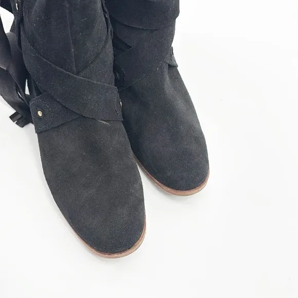 See By Chloe Black Studded belted Crosta Suede Ankle Boots Women Size 36.5 6.5