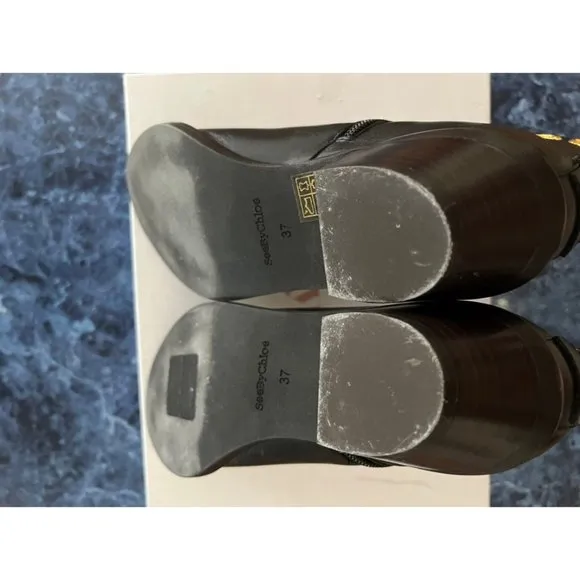 See By Chloe Steffi Grommet Leather Ankle Boots Black Women’s EU 37/US 7