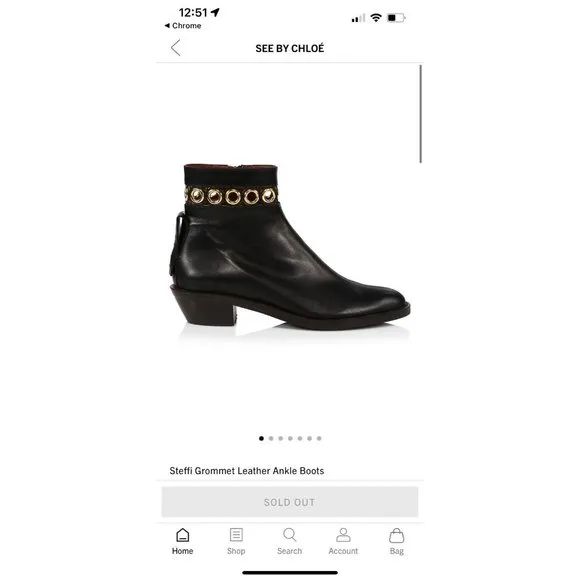 See By Chloe Steffi Grommet Leather Ankle Boots Black Women’s EU 37/US 7