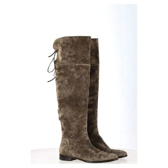 Sergio Rossi Knee-High Boots in Brown Suede