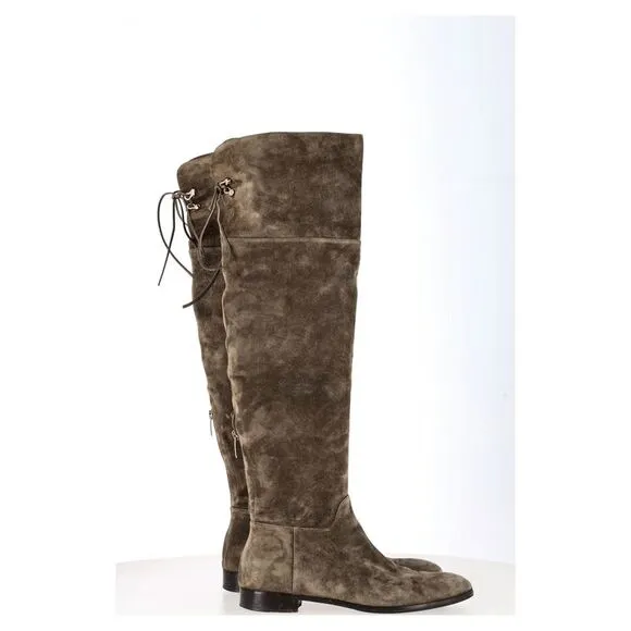 Sergio Rossi Knee-High Boots in Brown Suede