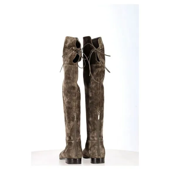 Sergio Rossi Knee-High Boots in Brown Suede