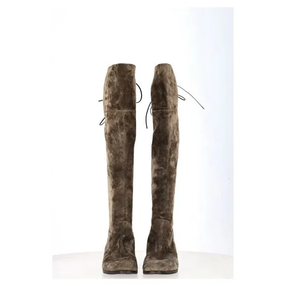 Sergio Rossi Knee-High Boots in Brown Suede