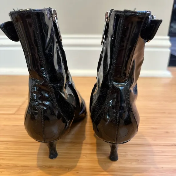 Sergio Rossi Patent Leather Pointed Toe Ankle  Boots Black Size IT36/US 6