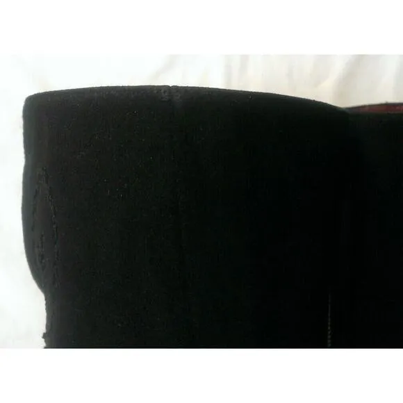 SESTO MEUCCI Women Embroidered Black Leather Knee-High Fashion Dress Boots 5.5M