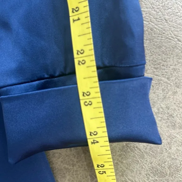 Sexy Blue Satin Mini‎ Shirt Dress LIONESS Mirror Image Longsleeve XS