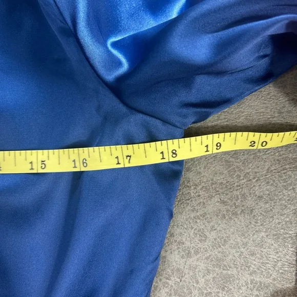 Sexy Blue Satin Mini‎ Shirt Dress LIONESS Mirror Image Longsleeve XS