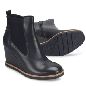 Söfft Monica black leather wedge boots sz 7 nwb