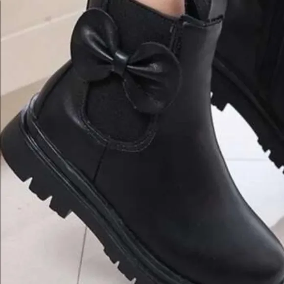 SHEIN Chelsea ankle boots with bow on the side zipper closure size 33 BLK ONLY