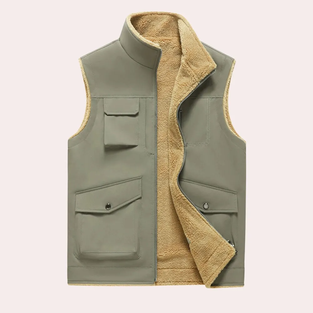 Sherpa-Lined Men's Insulated Zip Jacket - Warm Winter Fleece Coat
