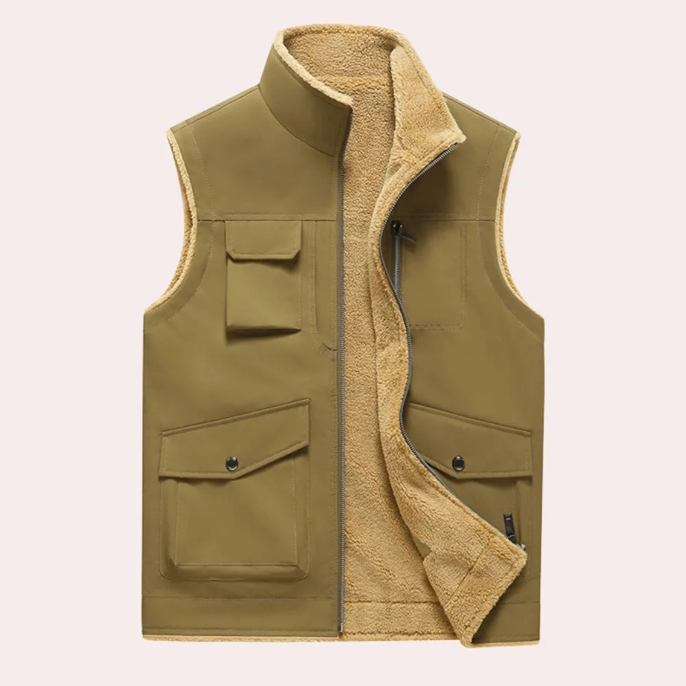 Sherpa-Lined Men's Insulated Zip Jacket - Warm Winter Fleece Coat