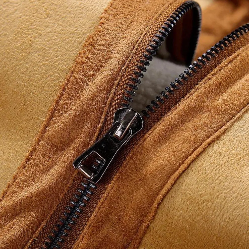 Sherpa-Lined Suede Jacket - Warm Men's Insulated Winter Coat