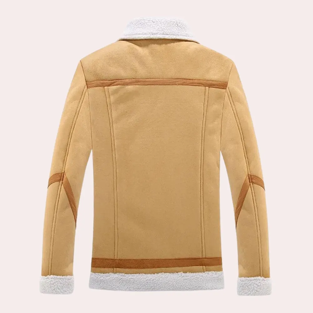 Sherpa-Lined Suede Jacket - Warm Men's Insulated Winter Coat