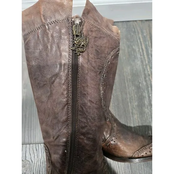Siren Mark Nason Floral Chunky‎ Heel Western Knee High Boots Size 6.5