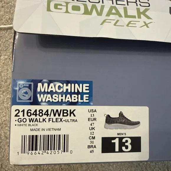 Skechers Go Walk Men's 13‎ Shoes Sneakers Flex Ultra Gray Black No Tie NWT