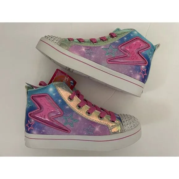 Skechers Twinkle Toe Twi-Lites 2.0 Light Up High Top Girls Sneakers Shoes Size 3