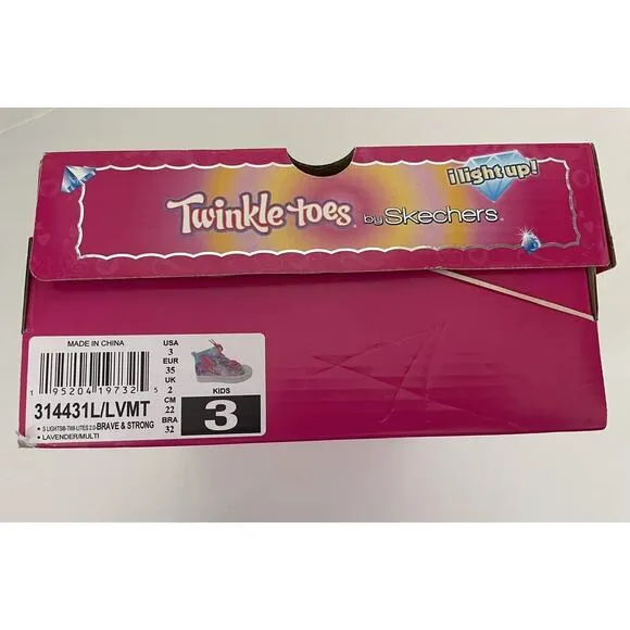 Skechers Twinkle Toe Twi-Lites 2.0 Light Up High Top Girls Sneakers Shoes Size 3