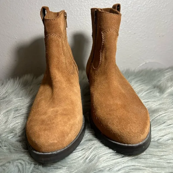 Skechers Western Cowboy Suede Ankle Boots Tan Brown Size 9