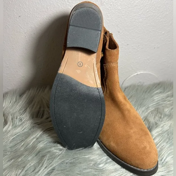 Skechers Western Cowboy Suede Ankle Boots Tan Brown Size 9