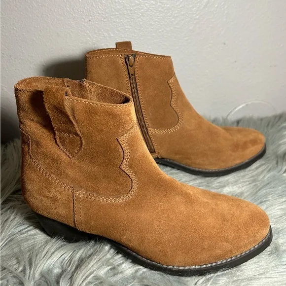 Skechers Western Cowboy Suede Ankle Boots Tan Brown Size 9