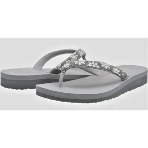 Skechers Women's Meditation-Love Letter Flip-Flop Grey with Sequins Size 7