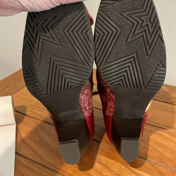 Socofy Bohemian Flower Ankle Leather Boots Size 40 (US 9-9.5)