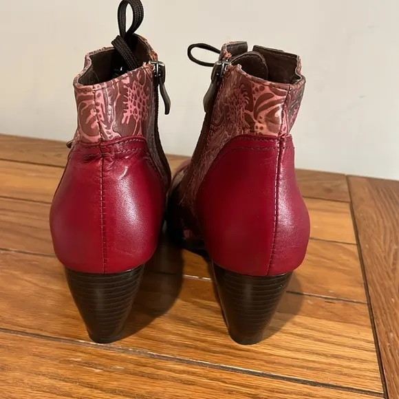 Socofy Bohemian Flower Ankle Leather Boots Size 40 (US 9-9.5)