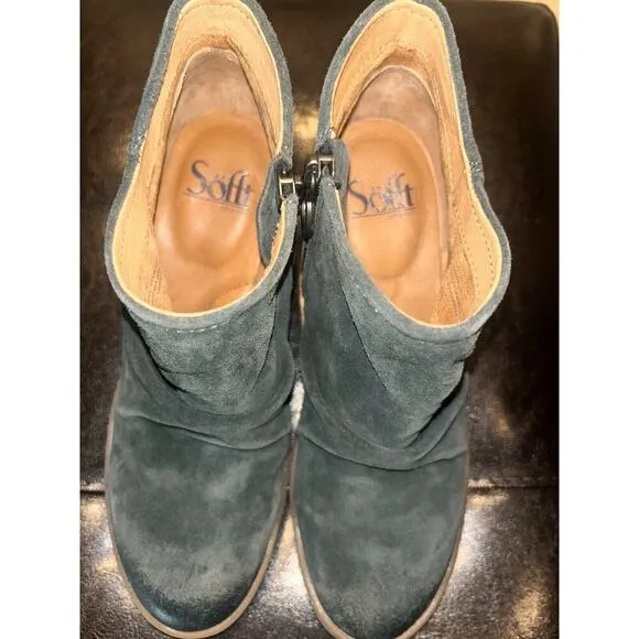 Sofft Siri Green Suede Waterproof Platform Booties Size 7