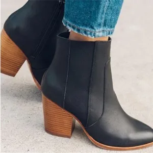 Soludos | Black Emma Leather Bootie | Size 9 | Genuine Leather | Brand New