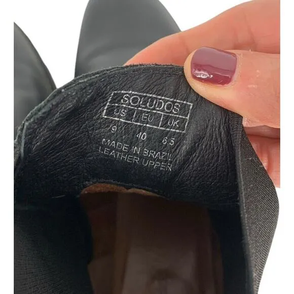 Soludos Greenpoint Chelsea Boots Ankle Boots Size 9 Black Leather Lug Sole