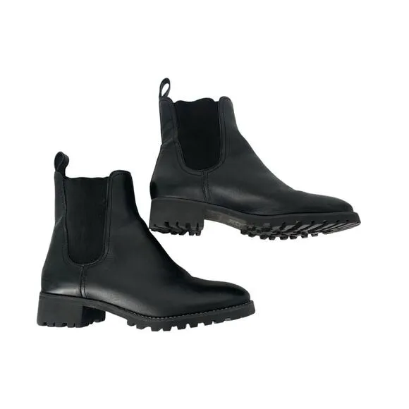 Soludos Greenpoint Chelsea Boots Ankle Boots Size 9 Black Leather Lug Sole
