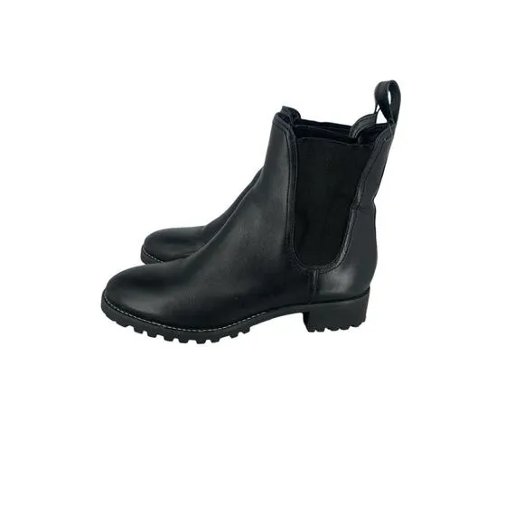 Soludos Greenpoint Chelsea Boots Ankle Boots Size 9 Black Leather Lug Sole