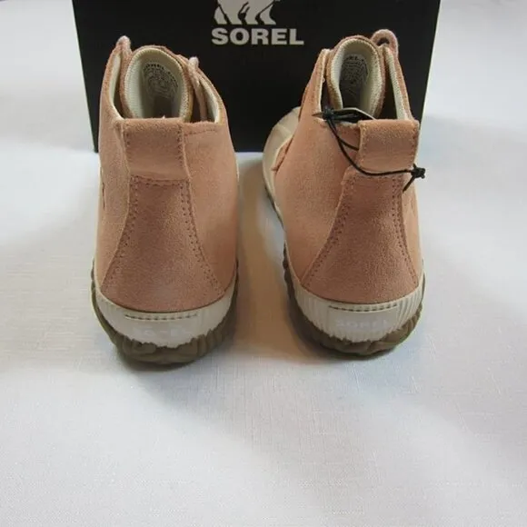Sorel 7 Out N About Rain Boots Pink &amp; Cream Waterproof Toe Lace Up NEW WITH BOX