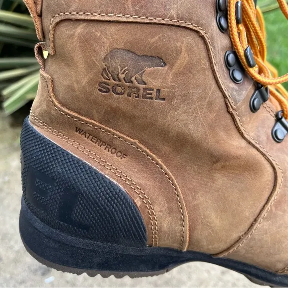 Sorel Ankeny Tan Leather Mid Hiker Boots Men’s Size 10.5