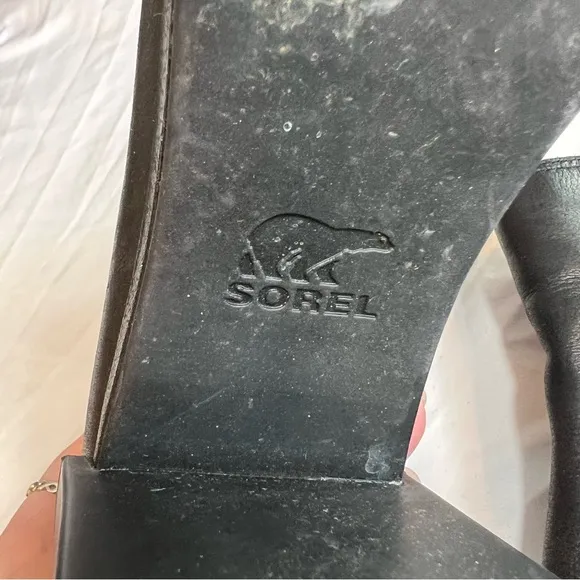 Sorel Blake black leather waterproof block heel boots size 7
