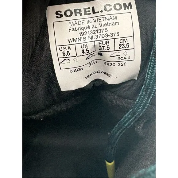 Sorel Boots Lennox‎ Street Speckled Teal Green Waterproof Women 6.5 Winter New
