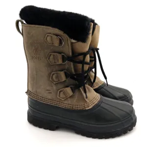 Sorel Caribou Boots Size 7 Faux Fur Lined Waterproof Leather Quilted Lace Up