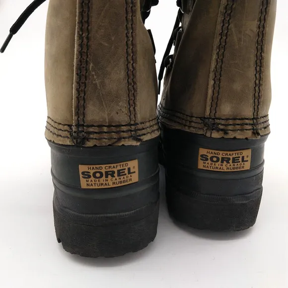 Sorel Caribou Boots Size 7 Faux Fur Lined Waterproof Leather Quilted Lace Up
