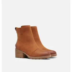 Sorel Cate Leather Ankle Bootie Iced Tea Tan Block Heel Brown Camel 9