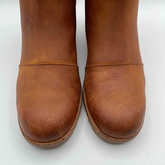Sorel Cate Leather Ankle Bootie Iced Tea Tan Block Heel Brown Camel 9