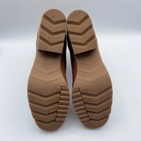 Sorel Cate Leather Ankle Bootie Iced Tea Tan Block Heel Brown Camel 9