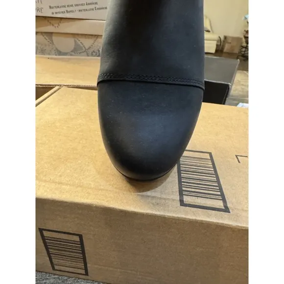 Sorel Evie Boots Shoes Women's 11 Black Leather Pull On Waterproof Ankle Boots