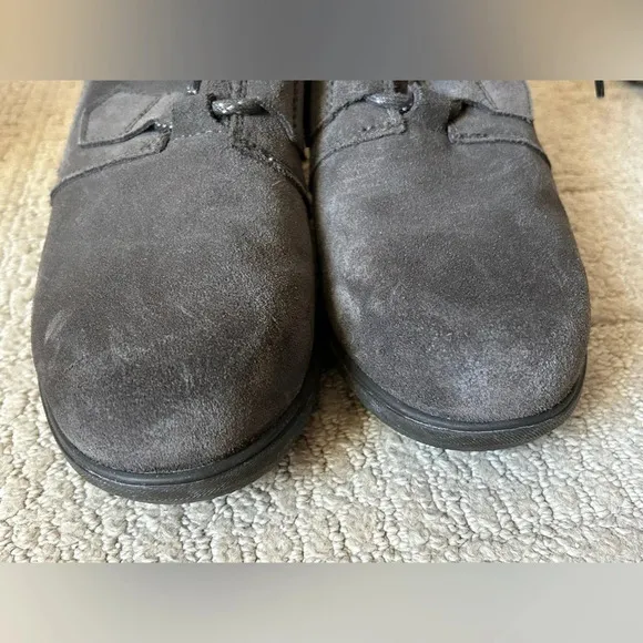 Sorel Evie Gray Lace Up Wedge Ankle Boots 11 Suede