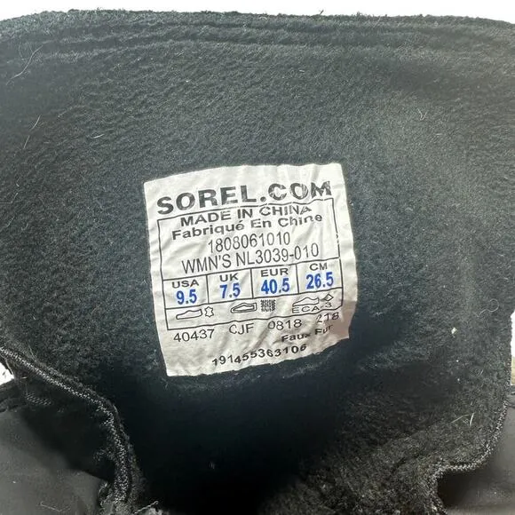 Sorel Explorer Joan Suede Boots Lace-Up Waterproof Weather Black Size US 9.5