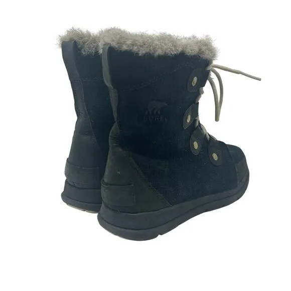 Sorel Explorer Joan Suede Boots Lace-Up Waterproof Weather Black Size US 9.5