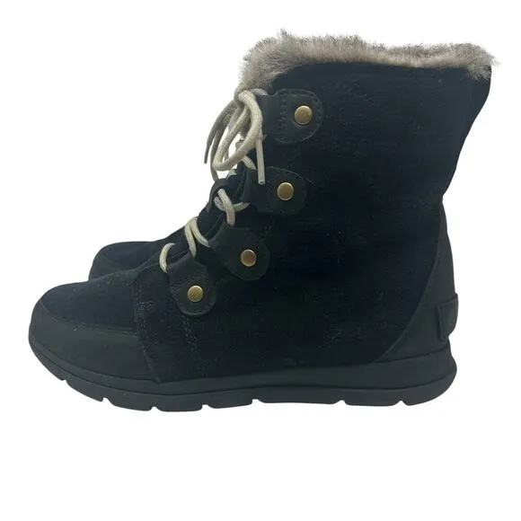 Sorel Explorer Joan Suede Boots Lace-Up Waterproof Weather Black Size US 9.5