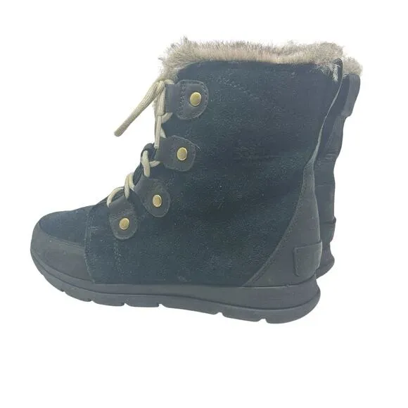 Sorel Explorer Joan Suede Boots Lace-Up Waterproof Weather Black Size US 9.5