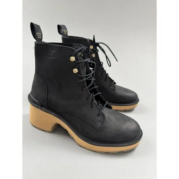 Sorel Hi-Line Boots Waterproof Lace Up Black Suede Chelsea US 9 EU 40