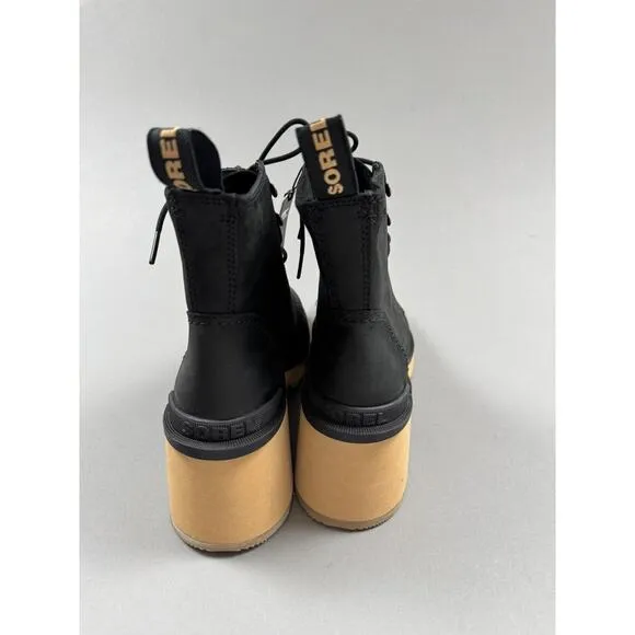 Sorel Hi-Line Boots Waterproof Lace Up Black Suede Chelsea US 9 EU 40